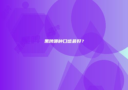 黑啤哪种口感最好？