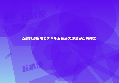 五粮醇酒价格表(09年五粮液火爆酒多少价格表)