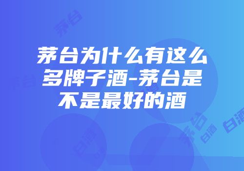 茅台为什么有这么多牌子酒-茅台是不是最好的酒