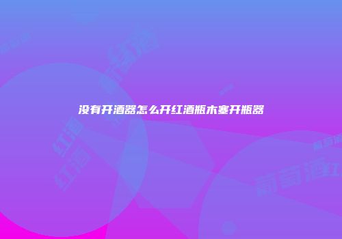 没有开酒器怎么开红酒瓶木塞开瓶器