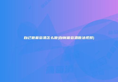 自己做葡萄酒怎么做(自制葡萄酒做法视频)