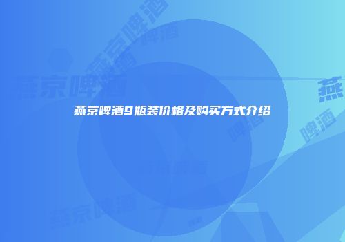 燕京啤酒9瓶装价格及购买方式介绍