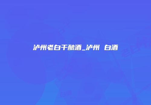 泸州老白干酿酒_泸州 白酒