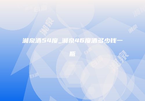 湘泉酒54度_湘泉46度酒多少钱一瓶