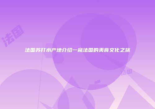 法国苏打水产地介绍一窥法国的美食文化之旅