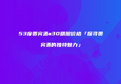 53度贵宾酒a30精酿价格「探寻贵宾酒的独特魅力」