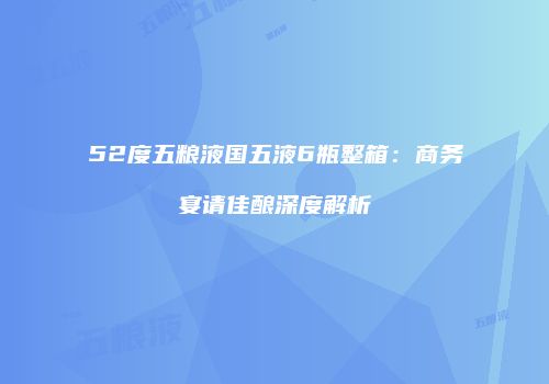 52度五粮液国五液6瓶整箱：商务宴请佳酿深度解析