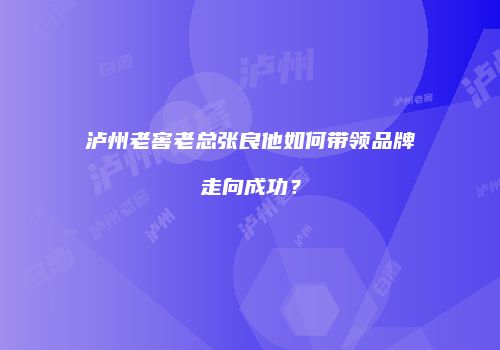 泸州老窖老总张良他如何带领品牌走向成功？
