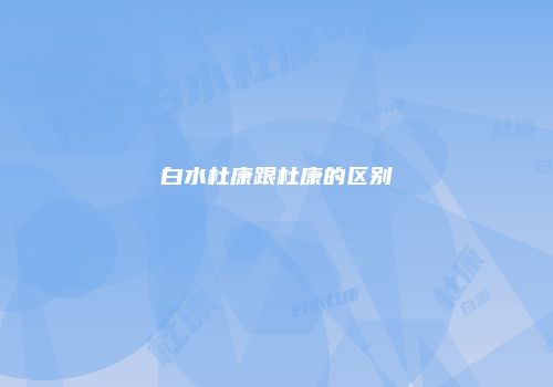 白水杜康跟杜康的区别