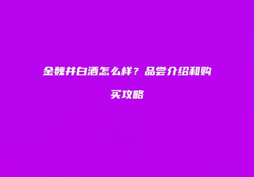 金魏井白酒怎么样？品尝介绍和购买攻略