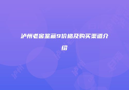 泸州老窖鉴藏9价格及购买渠道介绍