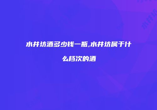 水井坊酒多少钱一瓶,水井坊属于什么档次的酒