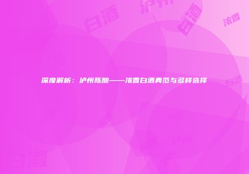 深度解析：泸州陈酿——浓香白酒典范与多样选择