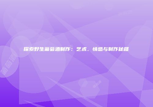 探索野生葡萄酒制作：艺术、情感与制作秘籍
