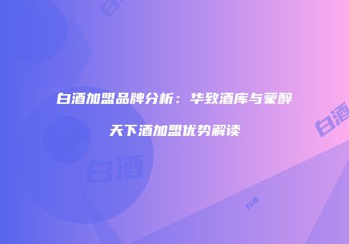 白酒加盟品牌分析：华致酒库与蒙醉天下酒加盟优势解读