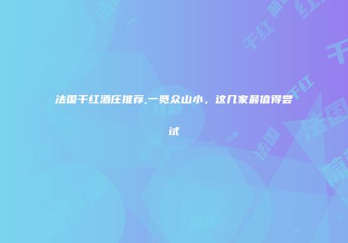 法国干红酒庄推荐,一览众山小，这几家最值得尝试