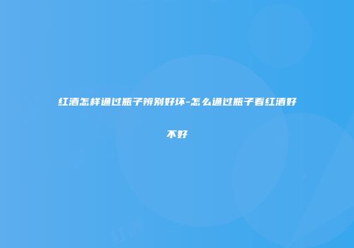 红酒怎样通过瓶子辨别好坏-怎么通过瓶子看红酒好不好