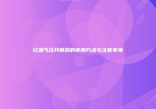 红酒气压开瓶器的使用方法与注意事项