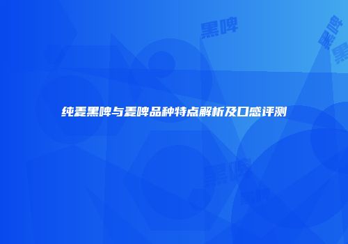 纯麦黑啤与麦啤品种特点解析及口感评测
