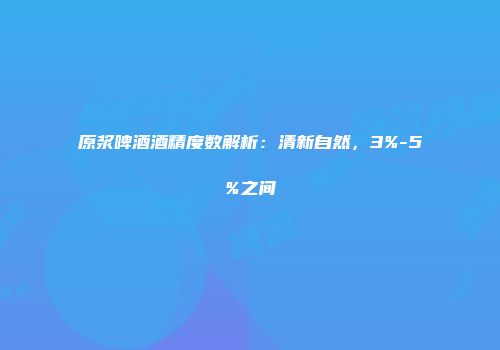 原浆啤酒酒精度数解析：清新自然，3%-5%之间