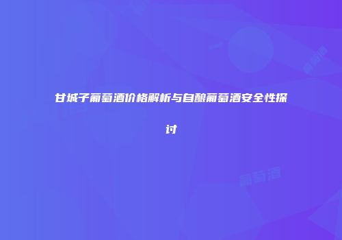 甘城子葡萄酒价格解析与自酿葡萄酒安全性探讨