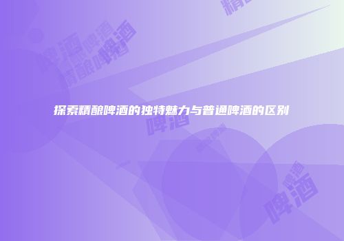 探索精酿啤酒的独特魅力与普通啤酒的区别