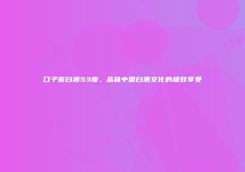 口子窖白酒53度，品味中国白酒文化的极致享受
