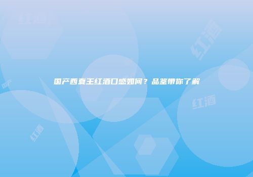 国产西夏王红酒口感如何？品鉴带你了解