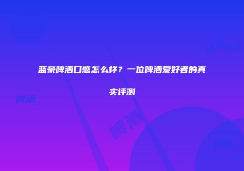 蓝豪啤酒口感怎么样？一位啤酒爱好者的真实评测