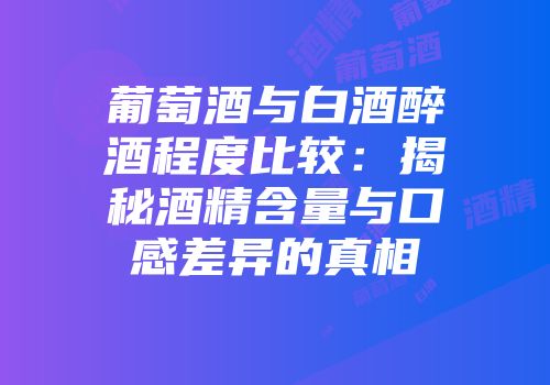 葡萄酒与白酒醉酒程度比较：揭秘酒精含量与口感差异的真相