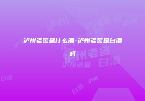 泸州老窖是什么酒-泸州老窖是白酒吗