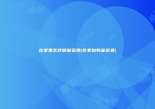 在家里怎样做葡萄酒(在家自制葡萄酒)