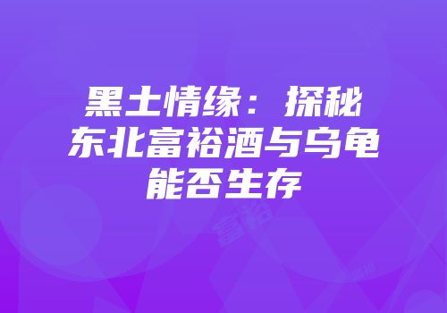 黑土情缘：探秘东北富裕酒与乌龟能否生存