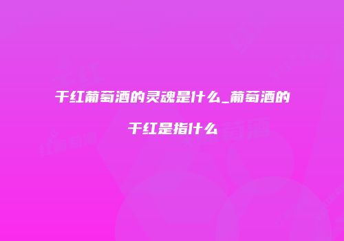 干红葡萄酒的灵魂是什么_葡萄酒的干红是指什么