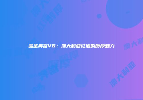 品鉴奔富V6：澳大利亚红酒的醇厚魅力
