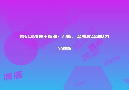 哈尔滨小麦王啤酒：口感、品质与品牌魅力全解析