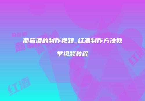 葡萄酒的制作视频_红酒制作方法教学视频教程