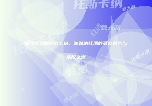 探寻意大利托斯卡纳：咖利纳红酒的多样魅力与搭配之道