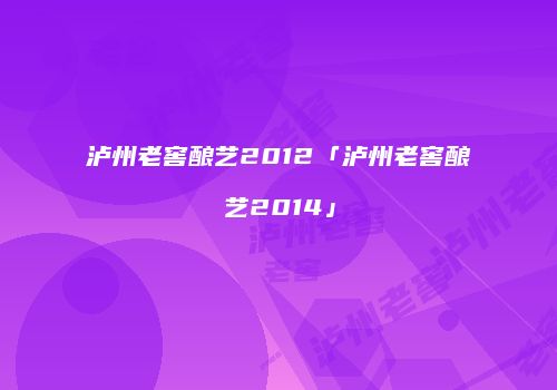 泸州老窖酿艺2012「泸州老窖酿艺2014」