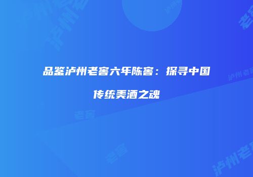 品鉴泸州老窖六年陈窖：探寻中国传统美酒之魂