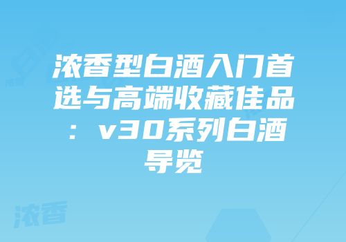浓香型白酒入门首选与高端收藏佳品：v30系列白酒导览