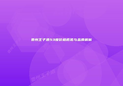 贵州王子酒53度价格概览与品质解析