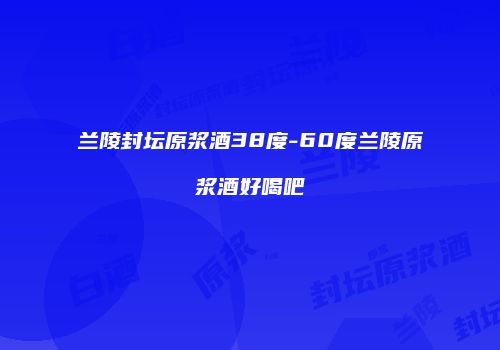 兰陵封坛原浆酒38度-60度兰陵原浆酒好喝吧