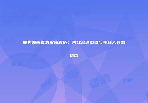 邯郸泥窖老酒价格解析：河北名酒概览与年轻人存酒指南