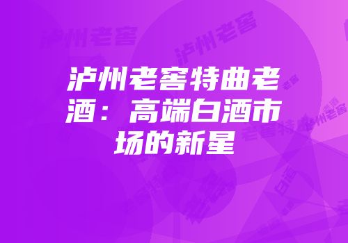 泸州老窖特曲老酒：高端白酒市场的新星