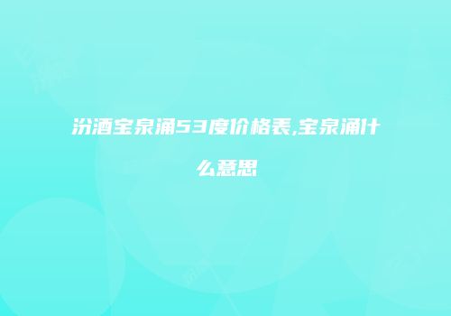 汾酒宝泉涌53度价格表,宝泉涌什么意思