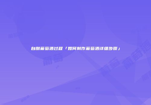 自酿葡萄酒过程「如何制作葡萄酒详细步骤」