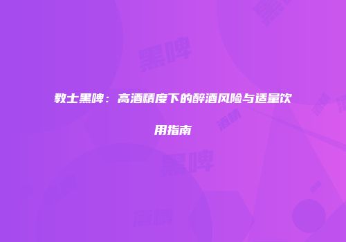 教士黑啤：高酒精度下的醉酒风险与适量饮用指南