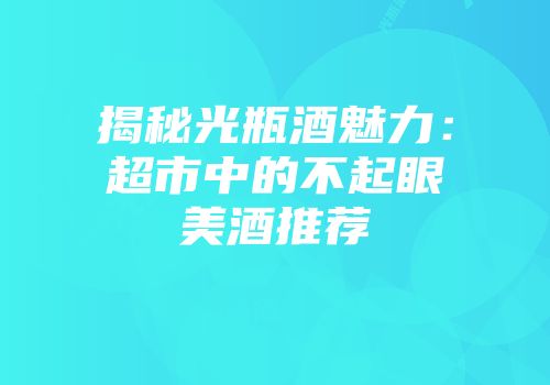 揭秘光瓶酒魅力：超市中的不起眼美酒推荐