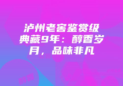 泸州老窖鉴赏级典藏9年：醇香岁月，品味非凡